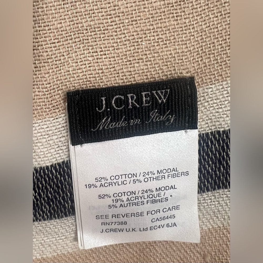 J.Crew Black and Cream Lightweight Large Wrap Scarf